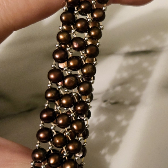 Freshwater Pearl Sterling Silver Stretch Bracelet - Picture 4 of 4